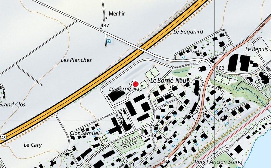 Karte mit dem Standort von Centre Sportif Régional de Borné-Nau (Sportanlage)