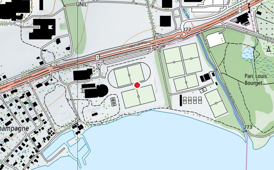 Map showing the location of Centre sportif universitaire de Dorigny (Sports centre)