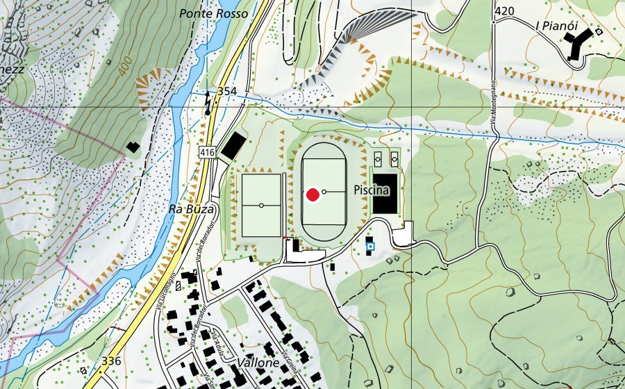 Carte indiquant l’emplacement de Centro Sportivo al Vallone (Centre sportif)
