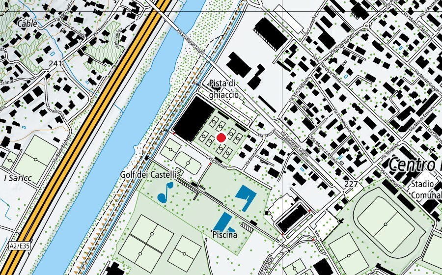 Map showing the location of Centro Sportivo (Sports centre)