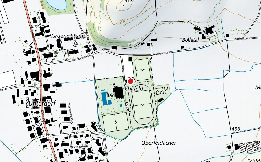Map showing the location of Clubhaus (Sports centre)