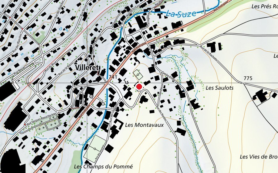 Mappa con la posizione di Complexe communal (Centro sportivo)