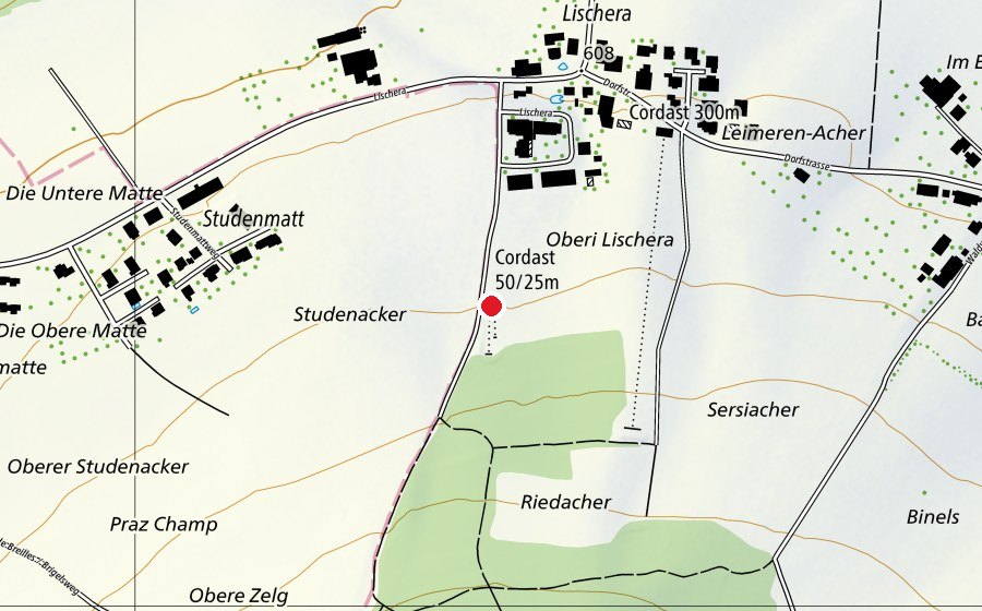 Map showing the location of Cordast 50/25 m (Sports centre)