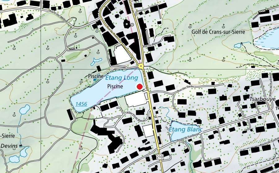 Mappa con la posizione di Crans-Montana Wakepark (Centro sportivo)