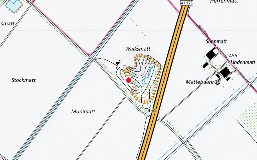 Carte indiquant l’emplacement de Cross Piste Niederbipp (Centre sportif)