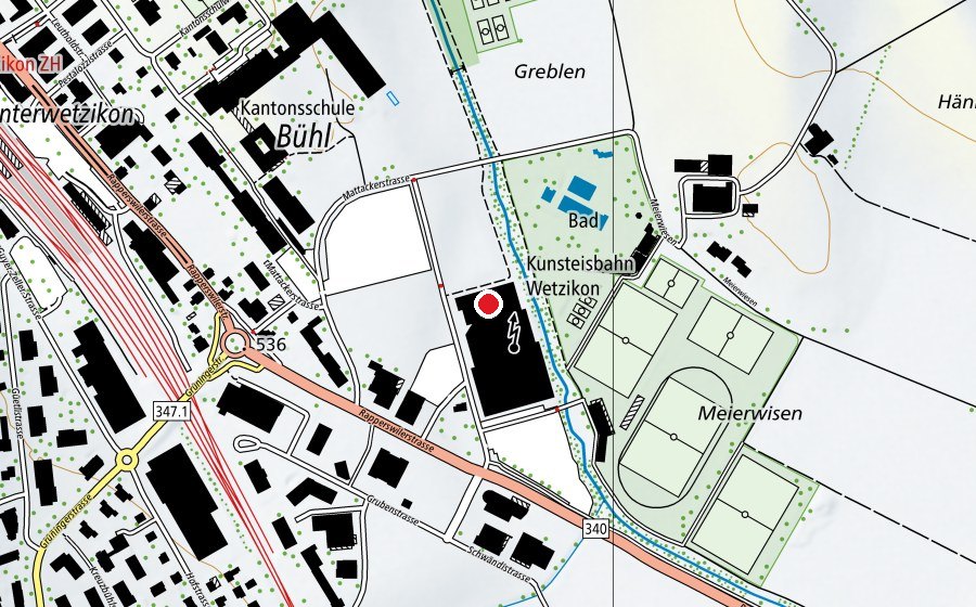 Carte indiquant l’emplacement de Curling Center Wetzikon (Centre sportif)