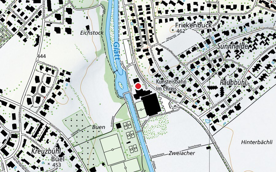 Carte indiquant l’emplacement de Curlinghalle (Centre sportif)
