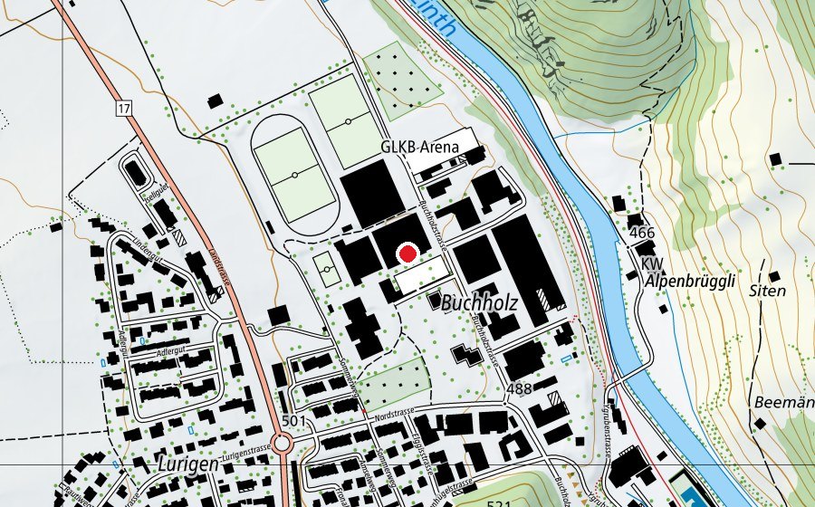 Carte indiquant l’emplacement de Curlinghalle (Centre sportif)