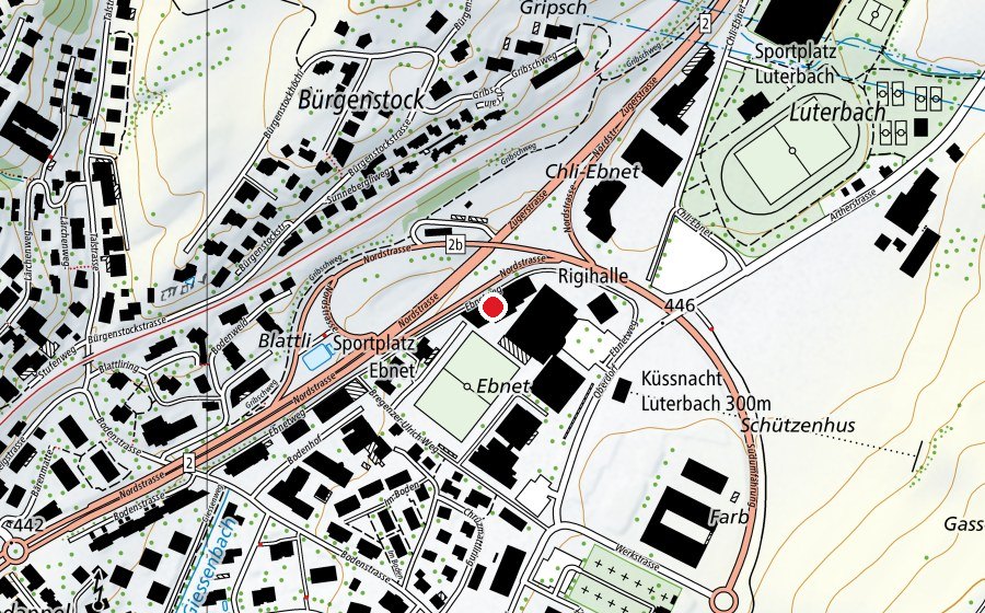 Map showing the location of Curlinghalle (Sports centre)