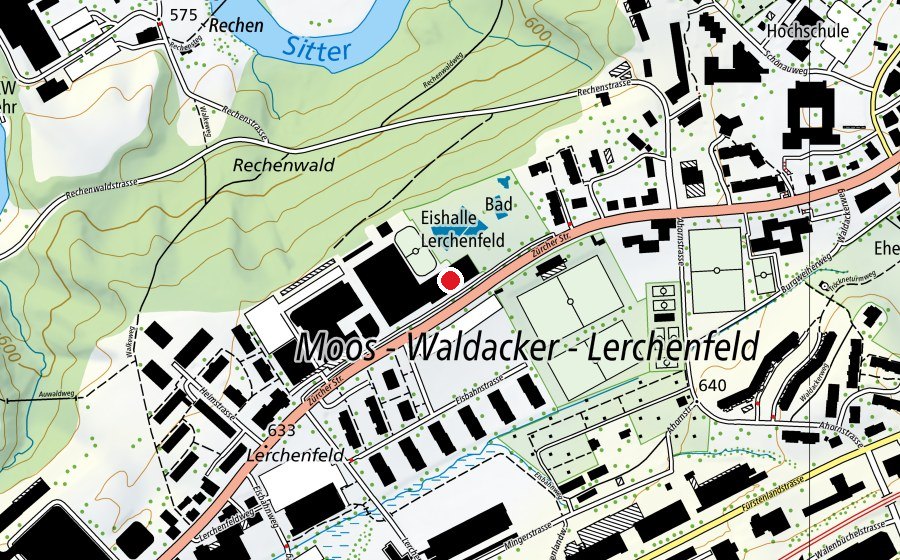 Map showing the location of Curlinghalle (Sports centre)