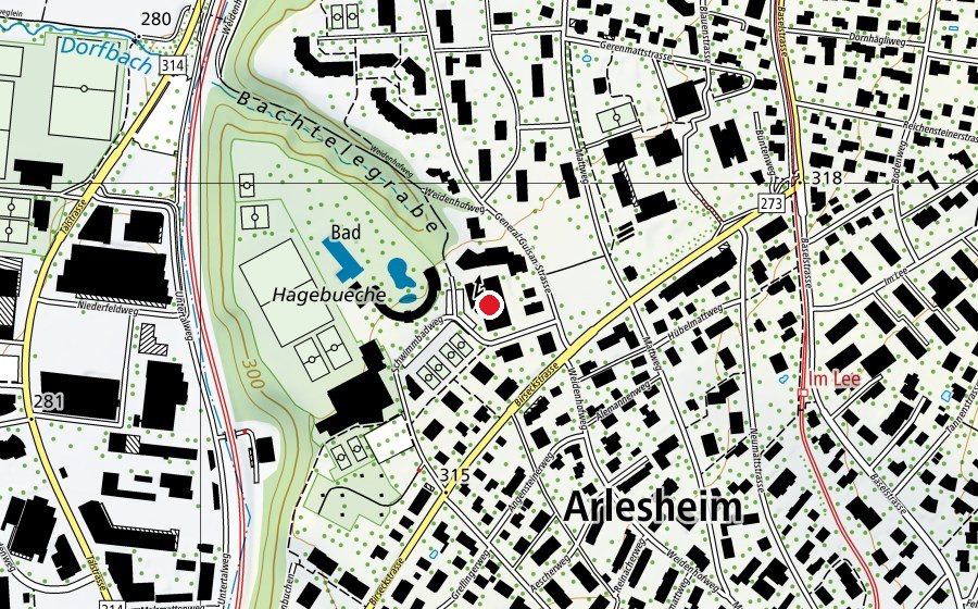 Carte indiquant l’emplacement de Curlingzentrum Regio Basel (Centre sportif)