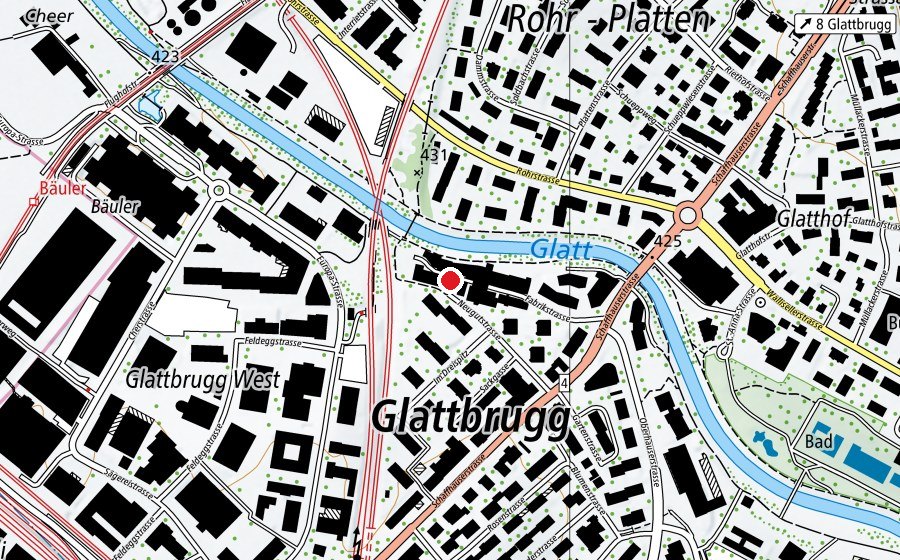 Map showing the location of Dojo Selbstverteidigungs-Club Glattbrugg (Sports centre)