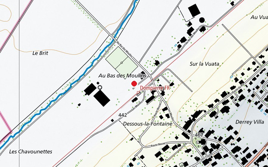Carte indiquant l’emplacement de Domboules (Centre sportif)