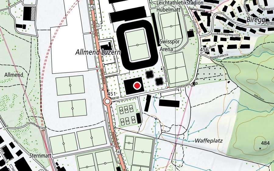 Karte mit dem Standort von Doppelsporthalle (Sportanlage)