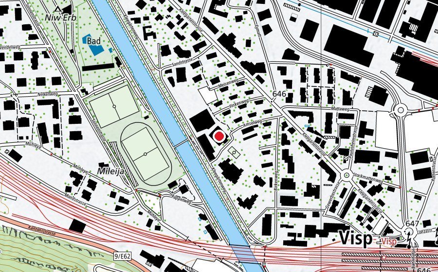 Mappa con la posizione di Doppelsporthalle Sand (Centro sportivo)