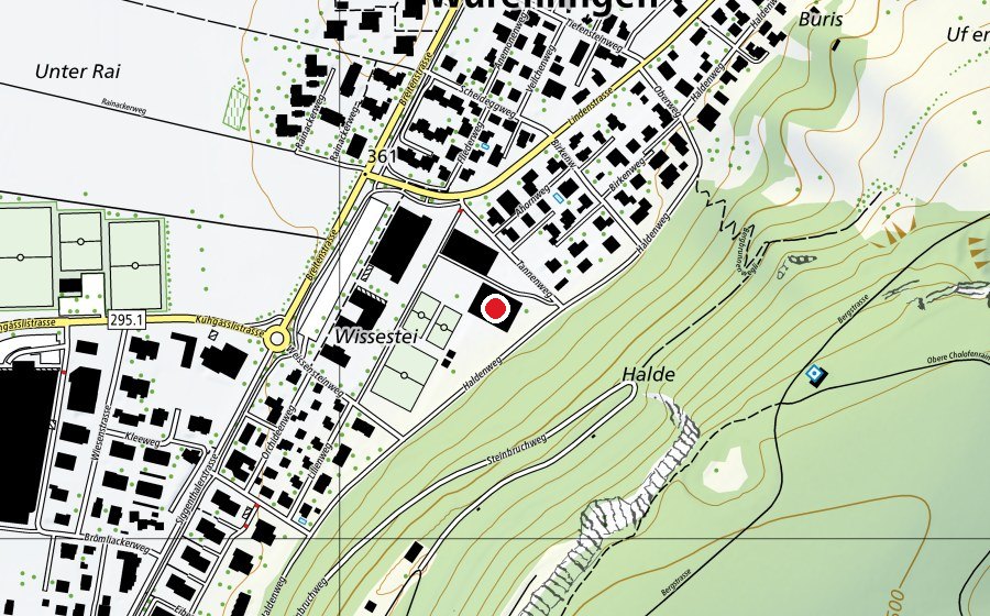 Map showing the location of Doppelturnhalle Weissenstein (Sports centre)