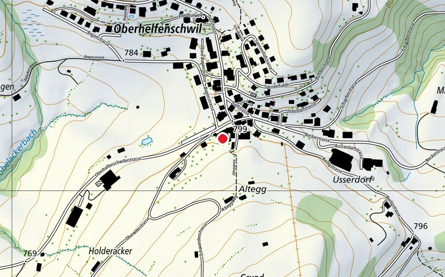 Map showing the location of Dorfplatz (Sports centre)