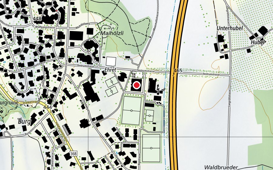 Mappa con la posizione di Dreifach Turnhalle Ehret (Centro sportivo)