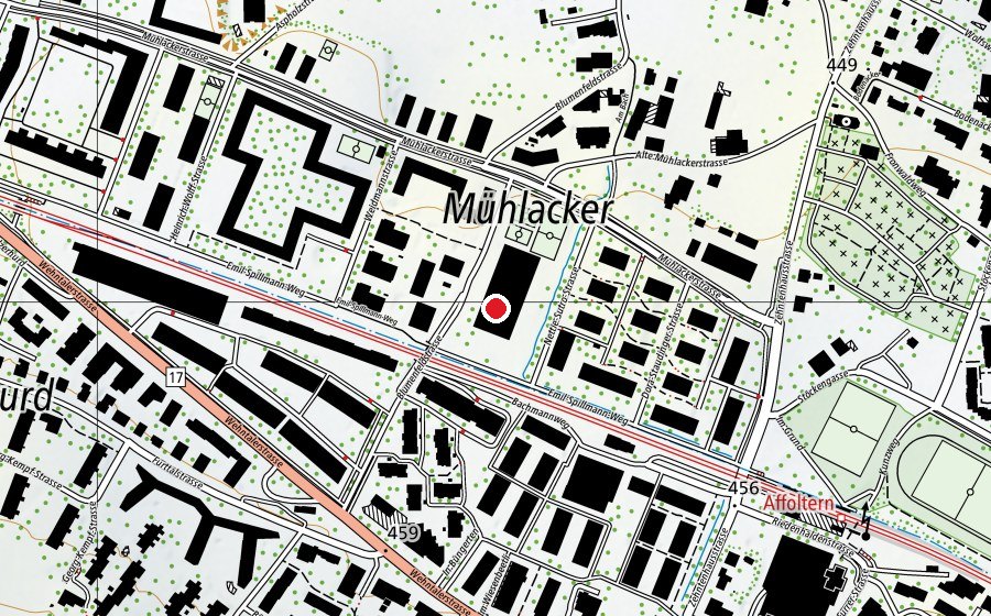 Karte mit dem Standort von Dreifachhalle Blumenfeld (Sportanlage)
