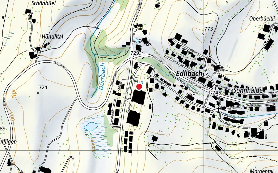 Carte indiquant l’emplacement de Edlibach (Centre sportif)