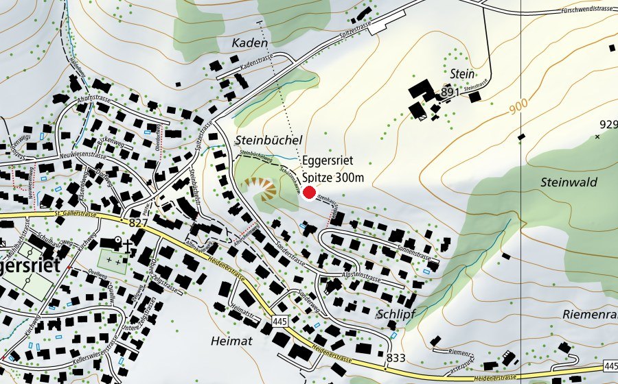 Mappa con la posizione di Eggersriet 300 m (Centro sportivo)