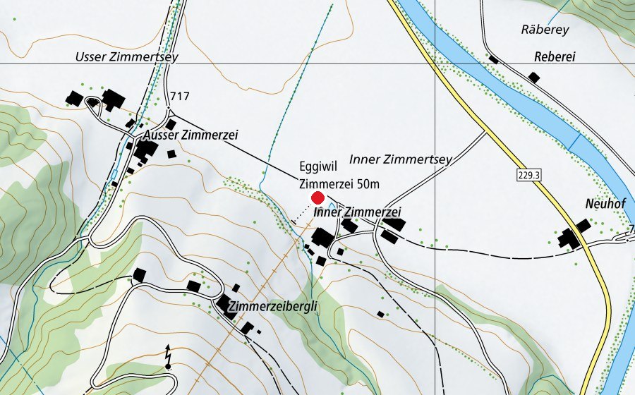 Karte mit dem Standort von Eggiwil Zimmerzei 50 m (Sportanlage)