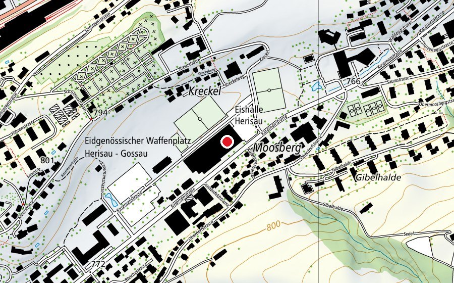 Carte indiquant l’emplacement de Eishalle herisau (Centre sportif)