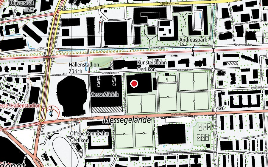 Map showing the location of Eishalle Oerlikon (Sports centre)