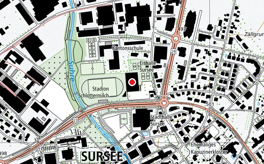 Karte mit dem Standort von Eishalle Sursee (Sportanlage)