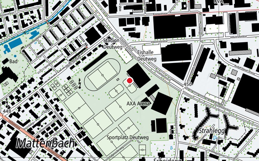 Carte indiquant l’emplacement de Eissportanlage Deutweg (Centre sportif)