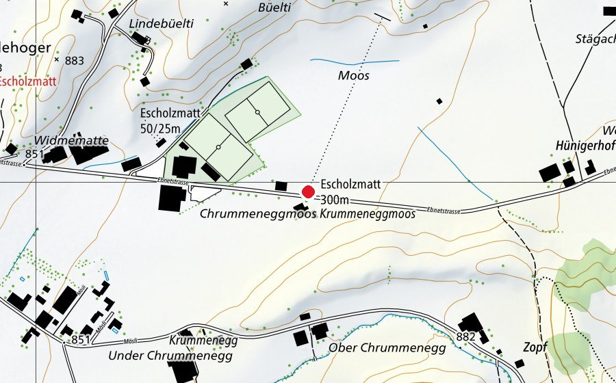 Mappa con la posizione di Escholzmatt 300 m (Centro sportivo)
