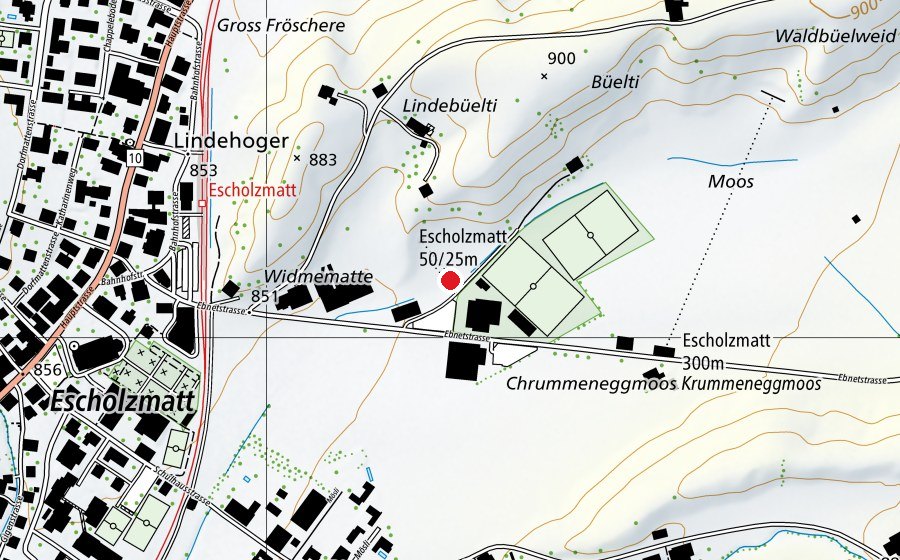 Carte indiquant l’emplacement de Escholzmatt 50/25 m (Centre sportif)