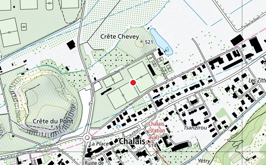 Carte indiquant l’emplacement de Espace Bozon (Centre sportif)