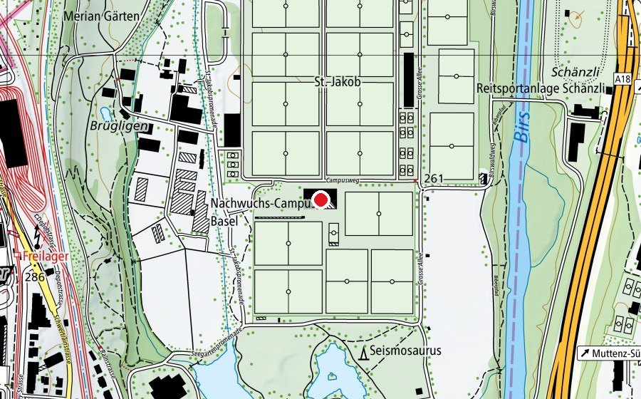 Mappa con la posizione di FC Basel Campus (Centro sportivo)
