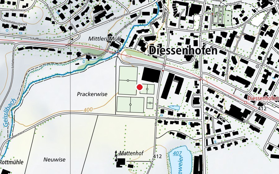 Map showing the location of FC Diessenhofen (Sports centre)