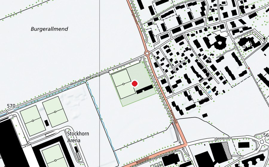 Map showing the location of FC Rot-Schwarz Thun (Sports centre)