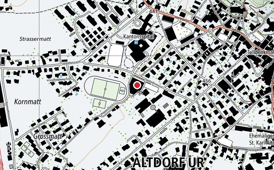 Map showing the location of Feldli (Sports centre)