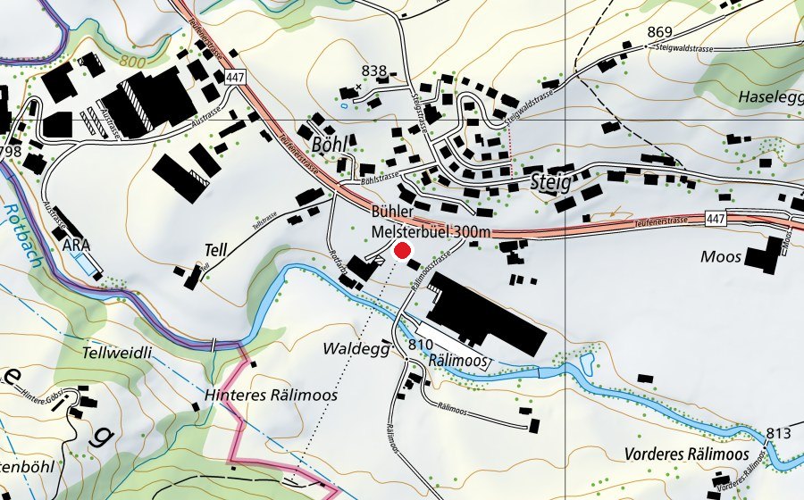 Mappa con la posizione di Feldschützen Bühler (Centro sportivo)