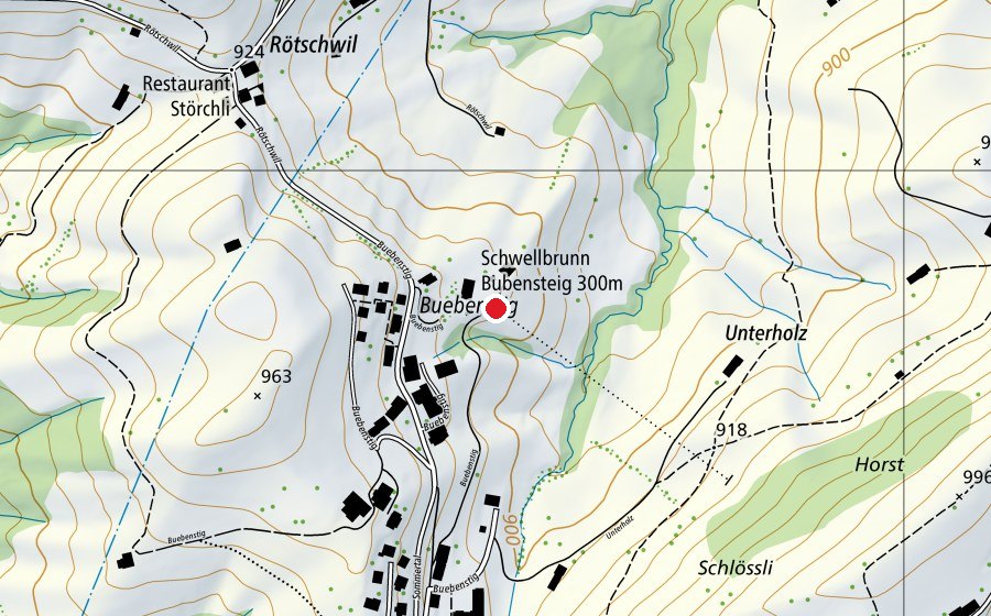 Mappa con la posizione di Feldschützen Schwellbrunn (Centro sportivo)