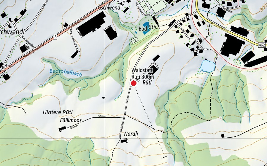 Carte indiquant l’emplacement de Feldschützen Waldstatt (Centre sportif)