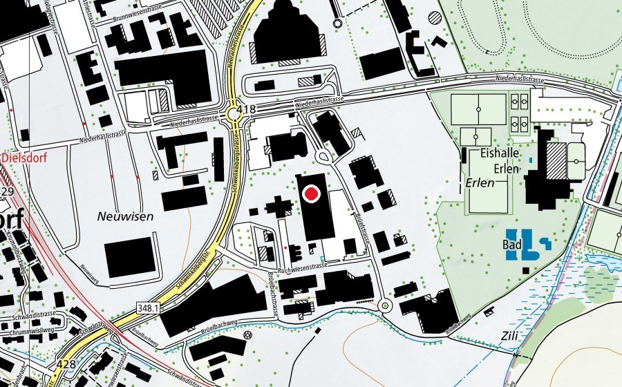 Map showing the location of Fitness Lodge (Sports centre)