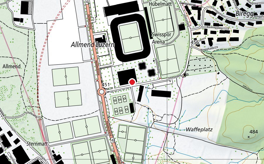 Mappa con la posizione di Fitnesspark Allmend (Centro sportivo)
