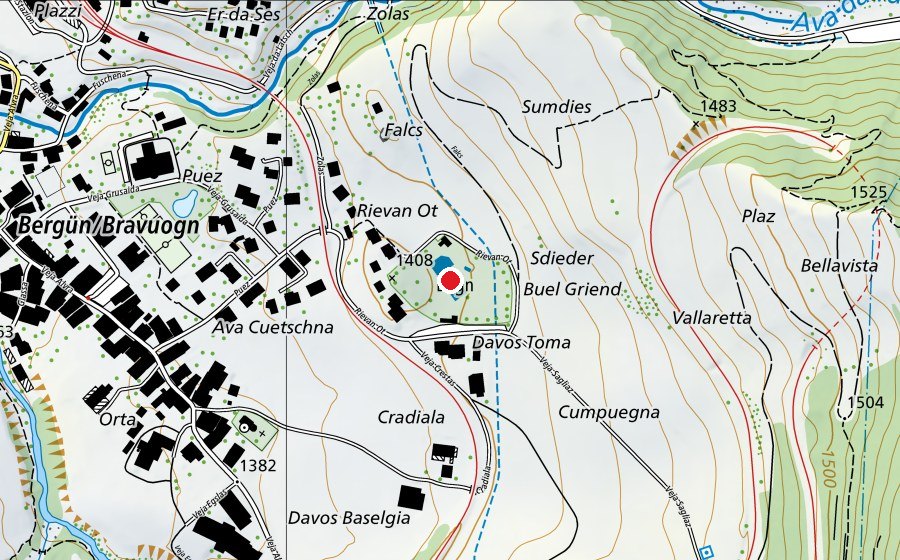 Carte indiquant l’emplacement de Freibad Bergbadi (Centre sportif)