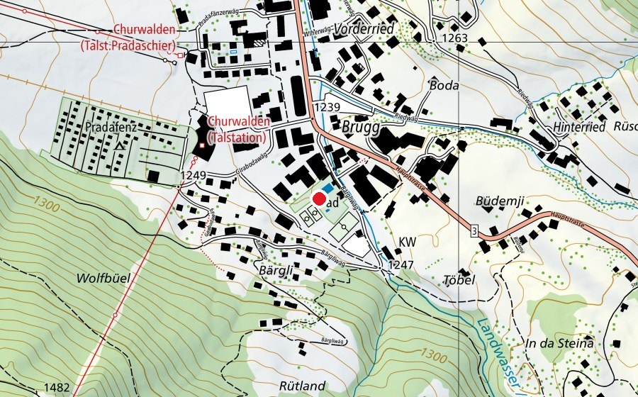 Mappa con la posizione di Freibad Churwalden (Centro sportivo)