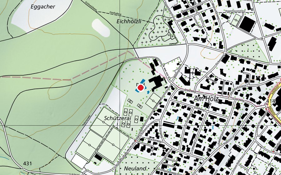 Mappa con la posizione di Freibad Entfelden (Centro sportivo)