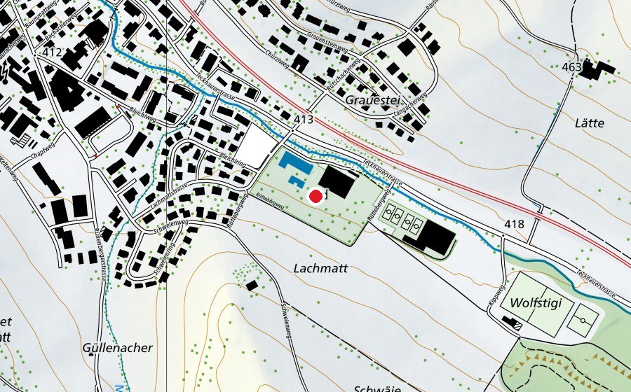 Mappa con la posizione di Freibad Gelterkinden (Centro sportivo)