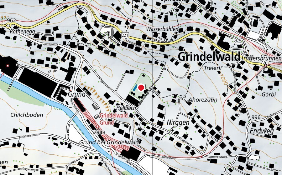 Mappa con la posizione di Freibad Hellbach (Centro sportivo)