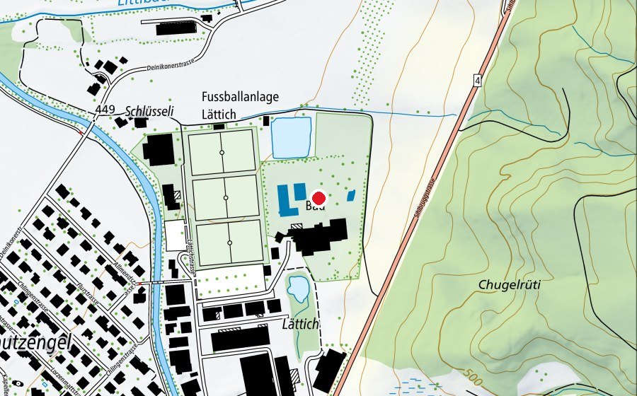 Karte mit dem Standort von Freibad Lättich (Sportanlage)