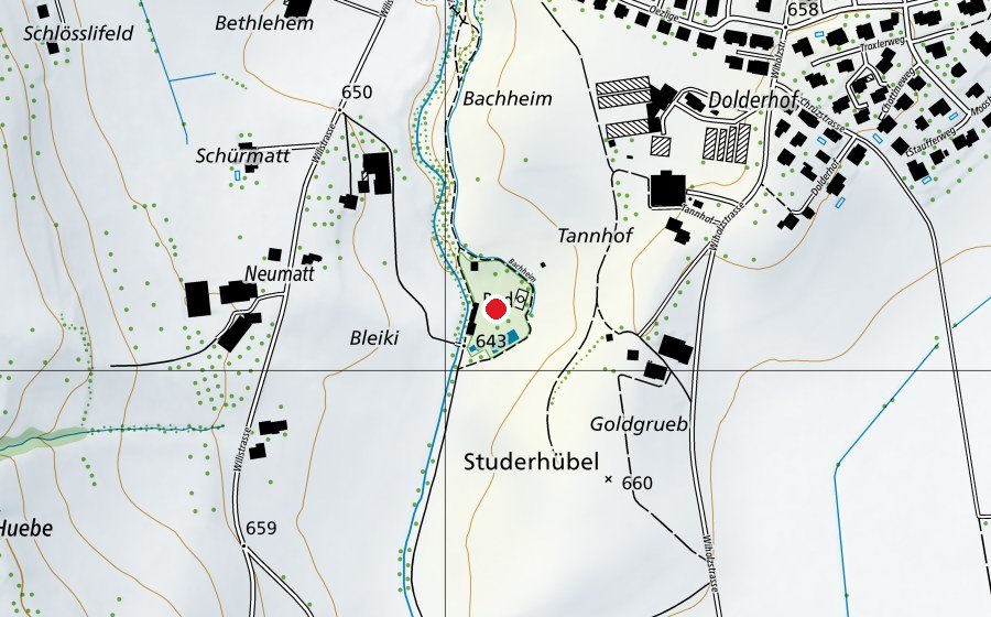 Carte indiquant l’emplacement de Freiluftbad Bachheim (Centre sportif)