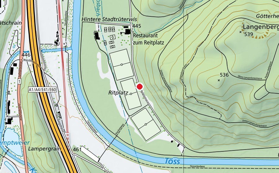Map showing the location of Freizeitanlage Reitplatz (Sports centre)